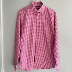 RW&Co men’s slim fit pink plaid button down dress shirt​